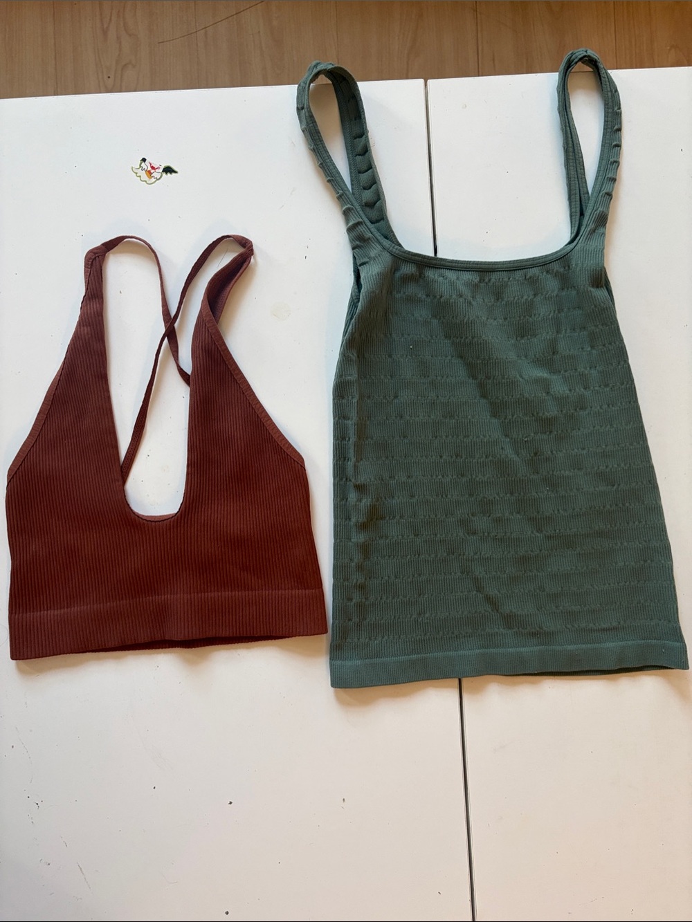 Free people Seamless Ribbed Bandeau& Tank Set - Olive Green and Wine
